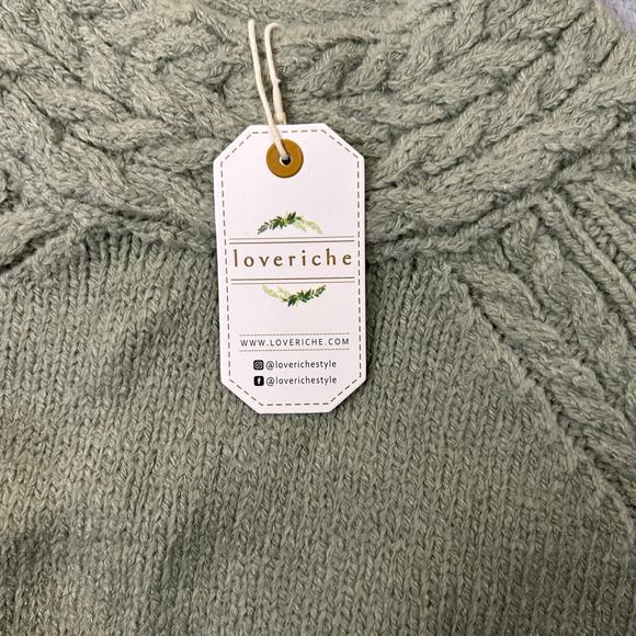 Loveriche Sweater Womens 1X Green Long Sleeve Chunky Knit Round Neck Sweater NEW - Picture 7 of 12